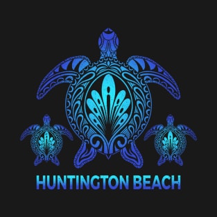 Vintage Huntington Beach California CA Ocean Blue Sea Turtle Souvenirs T-Shirt