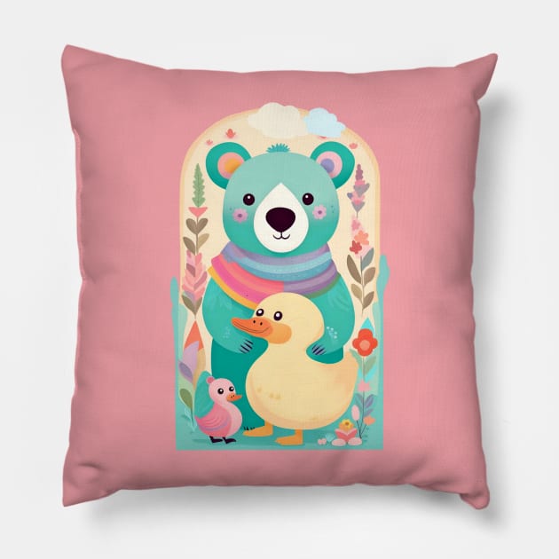 Cute bear illustration Pillow by Charmycraft