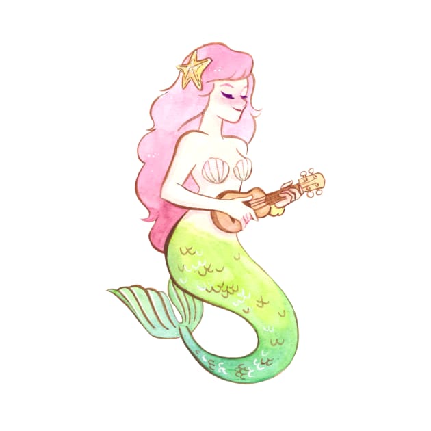 ukulele mermaid by melivillosa