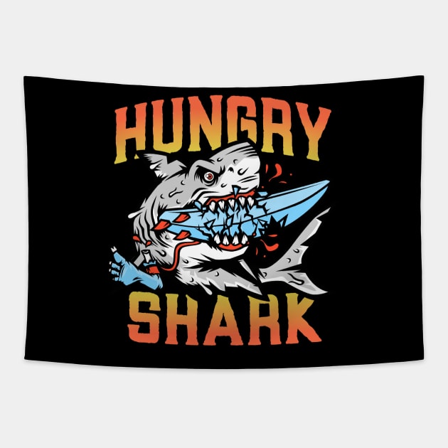 Hungry shark - wild shark design Tapestry by BB Funny Store