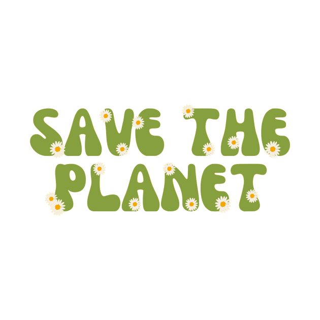 save the planet retro groovy pink and green - earth day by opptop