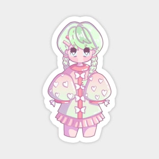 Chibi Girl With Green Hair, Kawaii Design Magnet