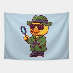 Cute Duck Detective Cartoon Tapestry