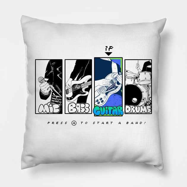 Press A To Start A Band! - Guitar Pillow by Ritmoculto