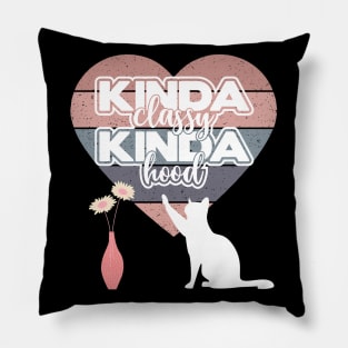 Kinda Classy, Kinda Hood, Cat knocking over a Vase, funny Pillow