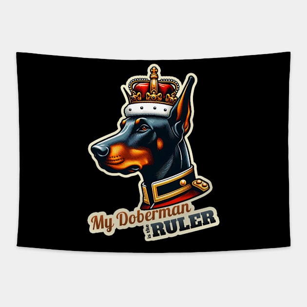 King Queen Doberman Tapestry by k9-tee