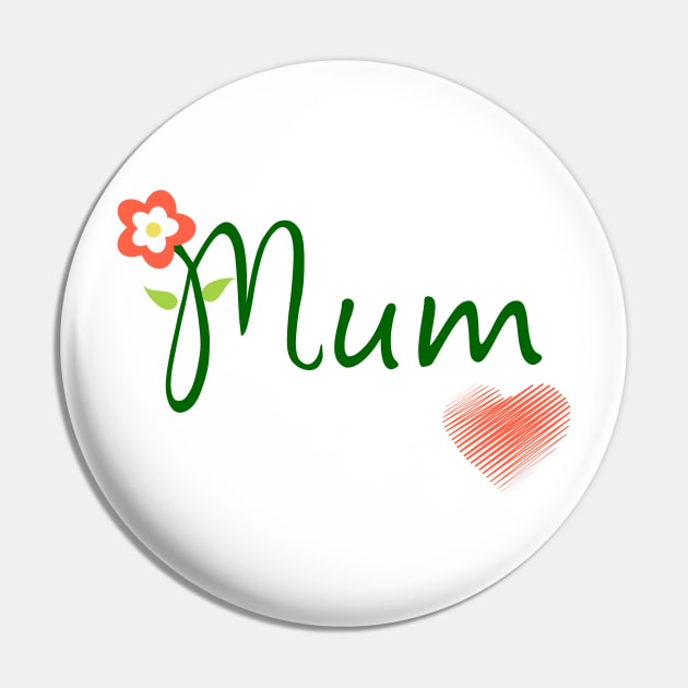 Mum heart flower Pin by ArtDesignDE