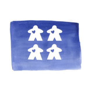 Watercolor Blue and White Meeple Loving Family | Game Night Art T-Shirt