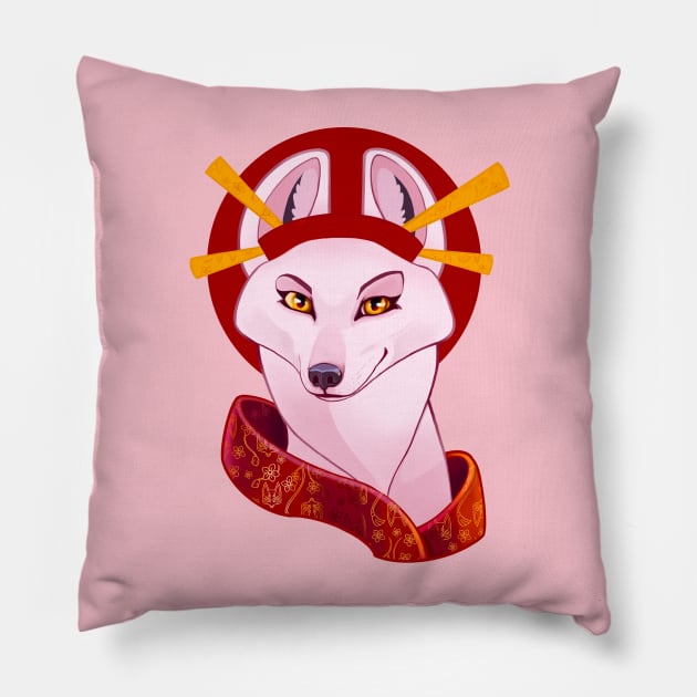 Japan fox Pillow by Yana Graffox