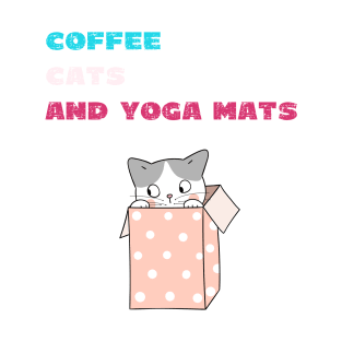 Coffee cats and yoga mats funny yoga and cat drawing T-Shirt