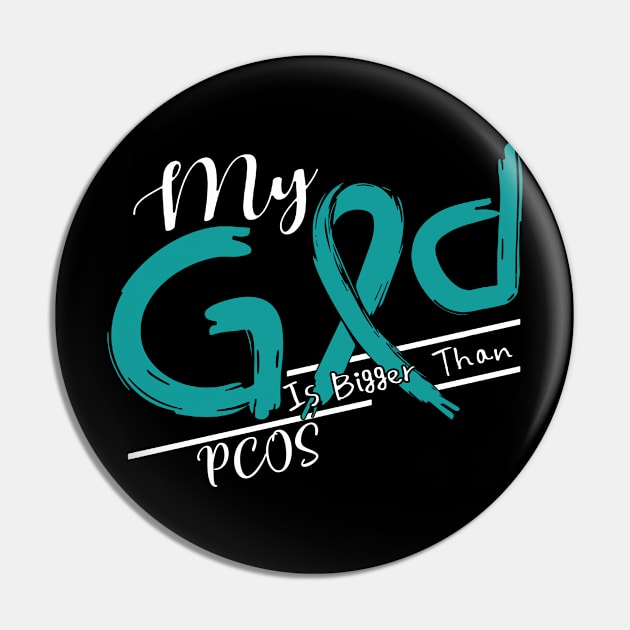 PCOS Awareness My God Is Stronger - In This Family No One Fights Alone Pin by BoongMie