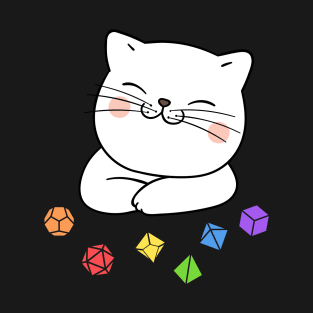 Rainbow Dungeon Meowster Kitten with Polyhedral Dice Set T-Shirt