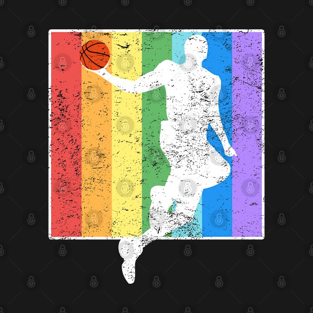 Basketball player slam dunk in rainbow vintage style by HappyGiftArt