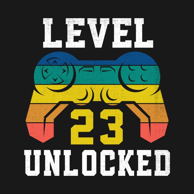 Level 23 Unlocked, 23rd Gamer Birthday Distressed by Fabvity