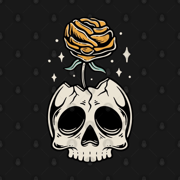 Yellow Rose Skull by Pongatworks Store