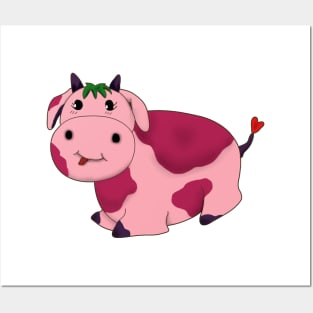 Strawberry Cow kawaii Art Board Print for Sale by MayBK