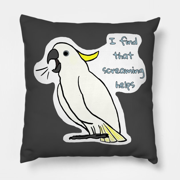 Screaming Cockatoo Pillow by Underbite Boutique