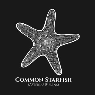 Common Starfish with Common and Scientific Names - black and white T-Shirt