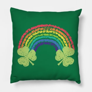 Crayon Shamrock Rainbow for St Patricks Day Pillow