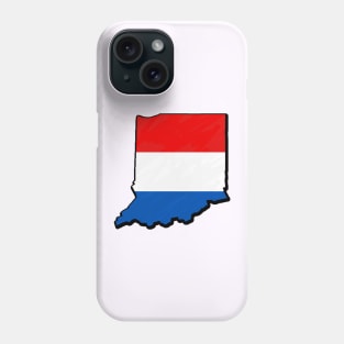 Red, White, and Blue Indiana Outline Phone Case