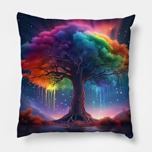 Rainbow Color Tree Pillow