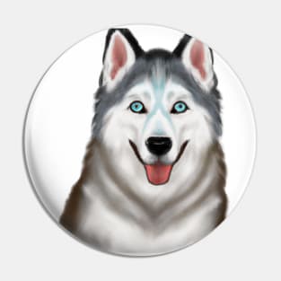 Cute Husky Drawing Pin