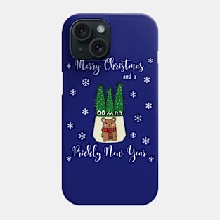 Merry Christmas And A Prickly New Year - Eves Pin Cacti In Christmas Bear Pot Phone Case