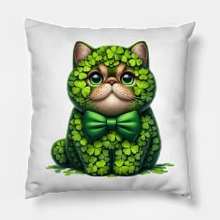 Clover Exotic Shorthair Cat St Patricks Day Pillow