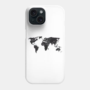 World Map Black Phone Case