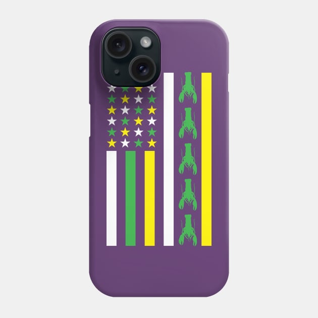 Mardi Gras American Flag Crawfish New Orleans Fat Tuesday Phone Case by PodDesignShop