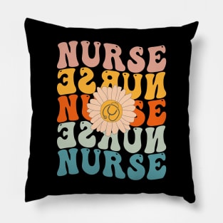 Retro Groovy Nurse Life For Women Nursing For Nurses Week Funny Shirt Pillow