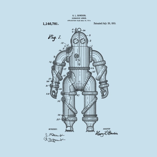 Vintage Scuba Diving Suit 1915 by hokumandhooey