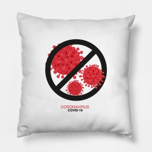 ''Stop covid-19 and Corona virus'' text infection vector with coronavirus text banner with white background Pillow