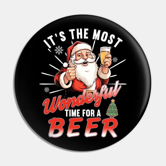 It's the Most Wonderful Time for a Beer - Funny Beer Santa Pin by Origami Fashion