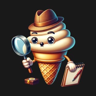 Detective Ice Cream Cone – Sweet Mystery Solver Sticker T-Shirt