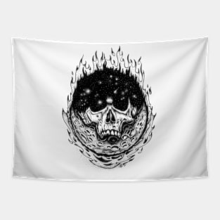 galaxy skull cool flames t-shirt Tapestry