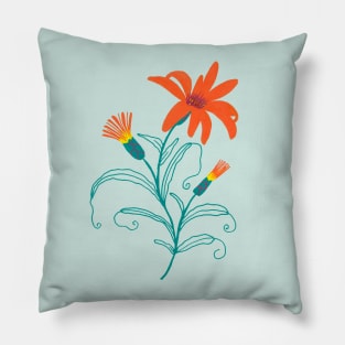 Illustrated orange wildflower Pillow