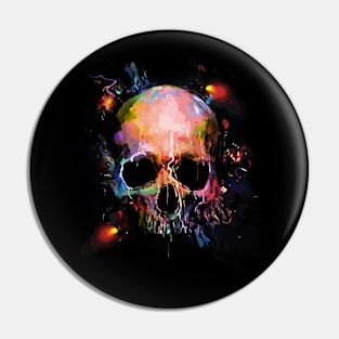 Halloween Skull Watercolors Pin