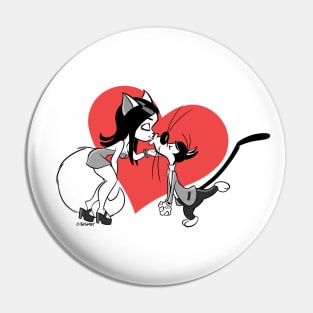 Cats in Love Retro 30s Cartoon Rubber Hose Style Pin