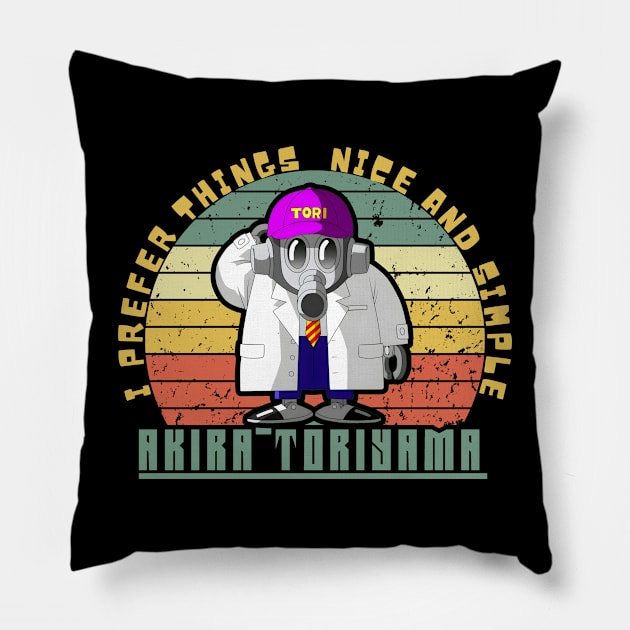 Akira Toriyama-Quote Retro Sunset Pillow by ARTSYVIBES111