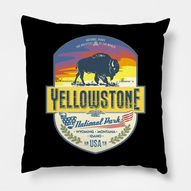 Yellowstone National Park NEW Yellowstone Bison Pillow by Matthew Ronald Lajoie