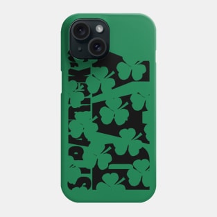 St Patricks Day Typography Black Shamrock Phone Case