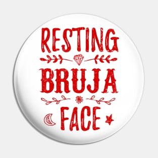 Resting Bruja Face - Red Grunge design Pin