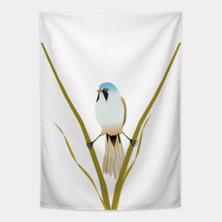 Bearded reedling digital illustration Tapestry