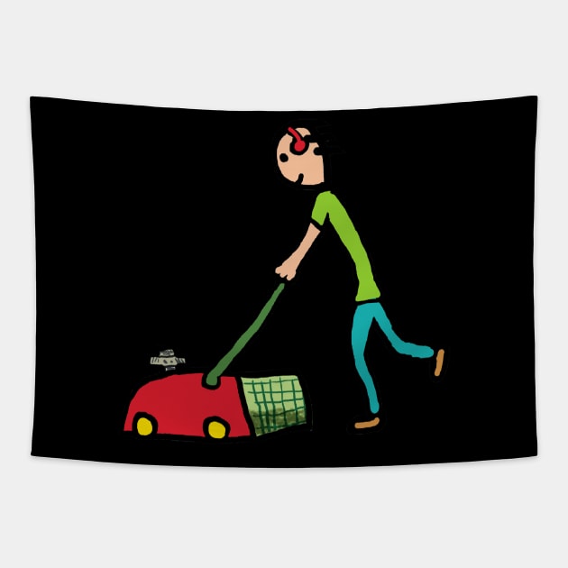 Lawn Mowing Tapestry by Mark Ewbie