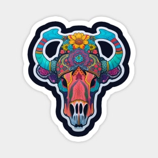 Colourful Cow skull Magnet