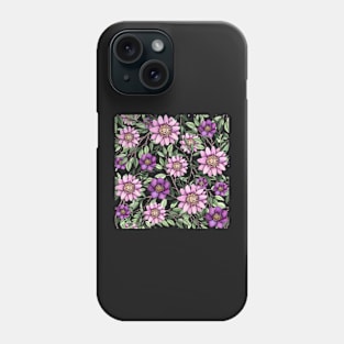 Purple Flowers and Green Foliage Phone Case