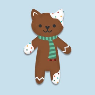 Gingerbread Candy Scarf Cat T-Shirt