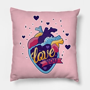 Colorful heart with love message Pillow