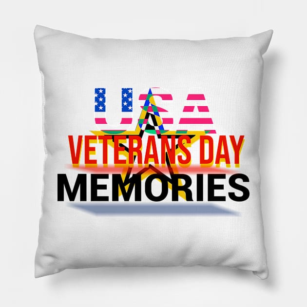 Usa Veterans Day Memories Pillow by Proway Design